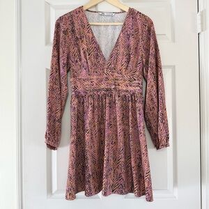 Zara Low V Short Long Sleeve Short Dress Size Medium